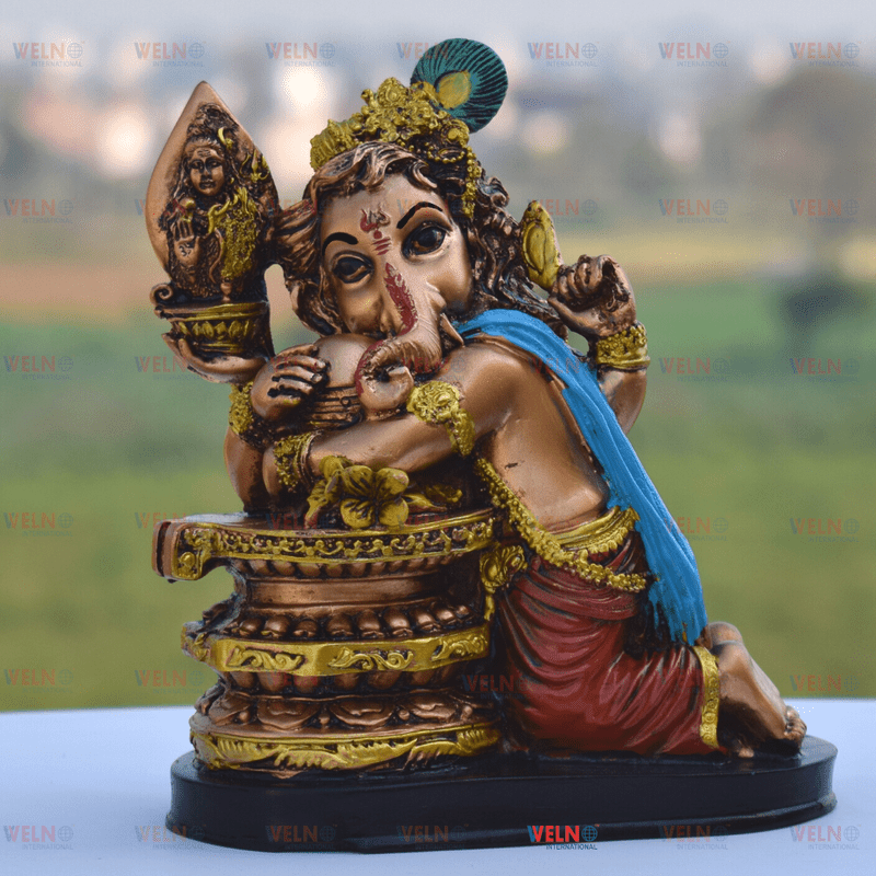 Hand Carved Ganpati Bappa with Shivling Ganesha Vinayagar Statue for Gift  and Puja - Welno International | Premium range of Home décor & Gift items